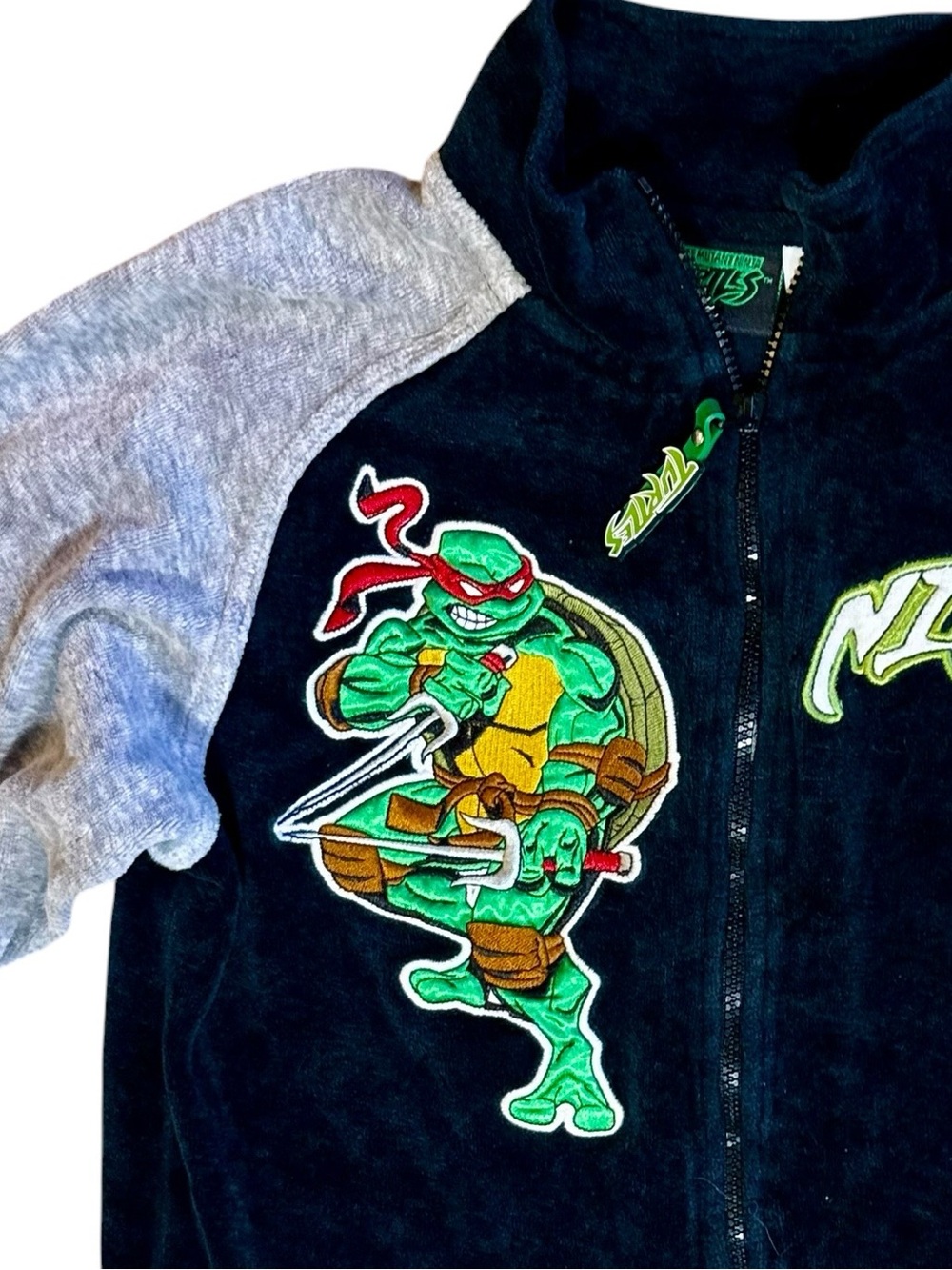 Vintage kids Size 6 Teenage Mutant Ninja Turtles Black & Gray Zip-Up Kids Jacket - Picture 4 of 9